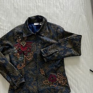 Chicos lined beaded and embroidered jacket
